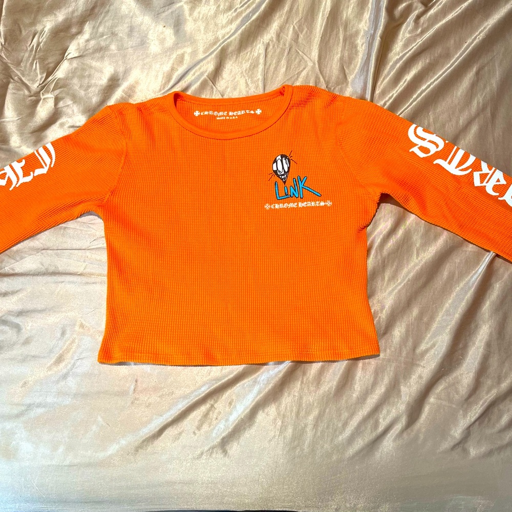 Orange chrome hearts matty boy thermal crop top